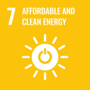 UN Sustainable Development Goal 7: Affordable and Clean Energy, represented by a sun on a yellow background
